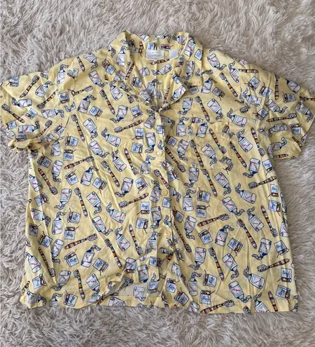 Cabernet Sleepwear Women's Pajama Set Yellow Toothpaste Print Top Pants 3X