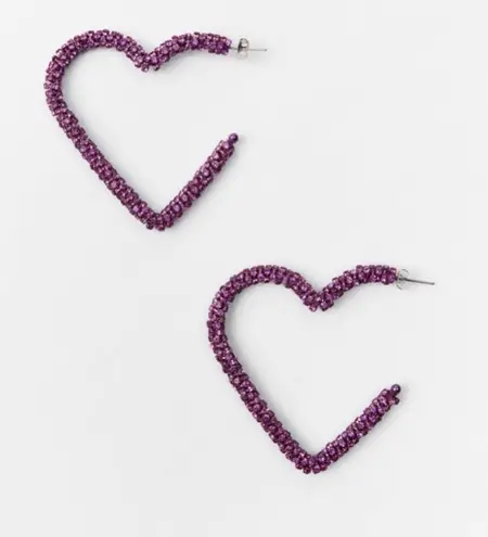 ZARA NWT  Sparkly Pink Glitter Heart Earrings