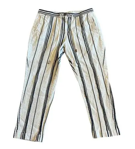 Soft Surroundings Bartley Linen Cotton Blend Pants Cropped Stripe Size Large