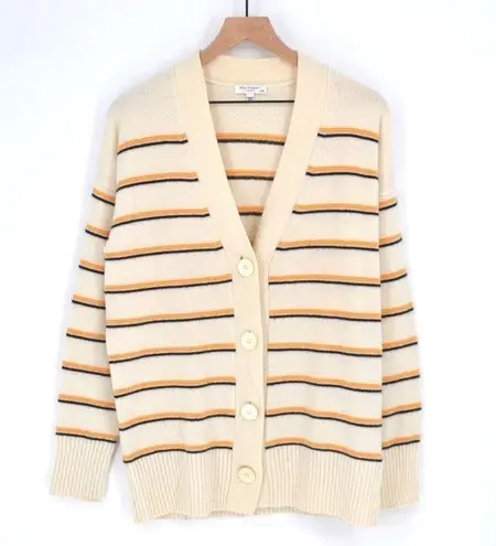 Equipment Elder Stripe Wool Cashmere Cardigan Cream M Slouchy Oversized Sweater