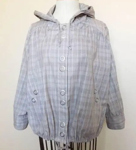 MNG Mango Tan Plaid Light Hooded Jacket Tan