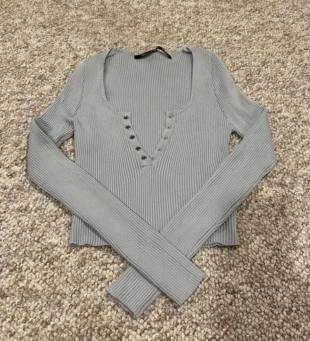 Forever 21 Ribbed Long Sleeve Crop Top