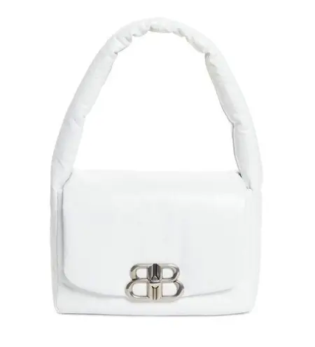 Balenciaga Small Monaco Leather Shoulder Bag Optic White NEW 7878962AA3Z