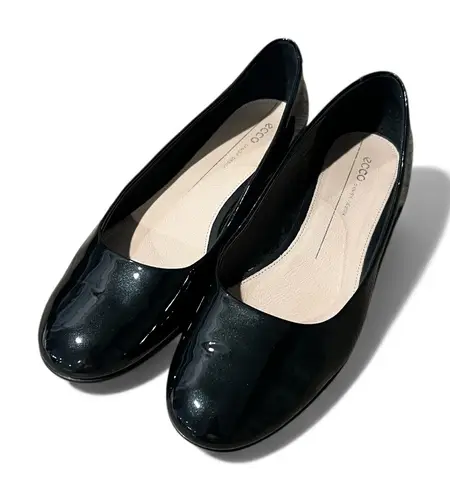 Ecco Anine Ballerina Flat Black Patent Learher Size US 10 EU 41
