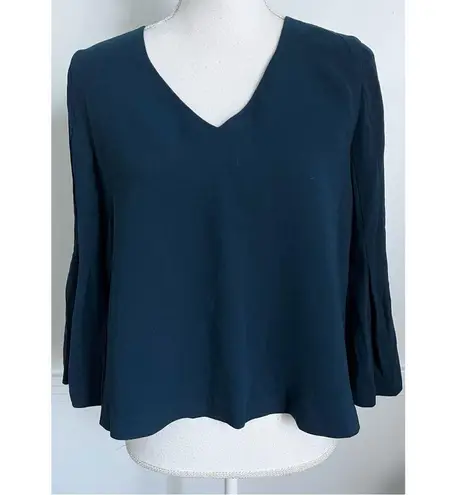 Club Monaco • Navy Blue Pleated Bell Sleeve Top Blouse