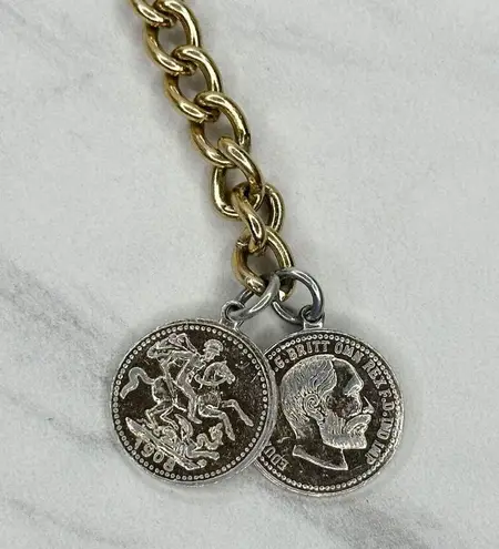 Lightweight Coin Charm Gold Tone Metal Chain Link Belt ✨