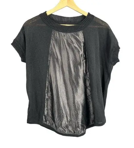Cora Groppo Womens Top Black Metallic Sheer Short Sleeve Edgy Designer Size S/M?