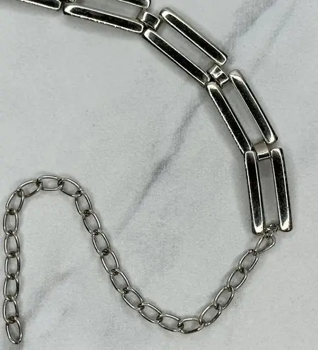 The Bar Skinny Silver Tone Metal Chain Link Belt Size Large L XL