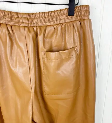 Apparis Ryan Vegan Leather Track Pants Joggers in Camel Tan Women's Size XL