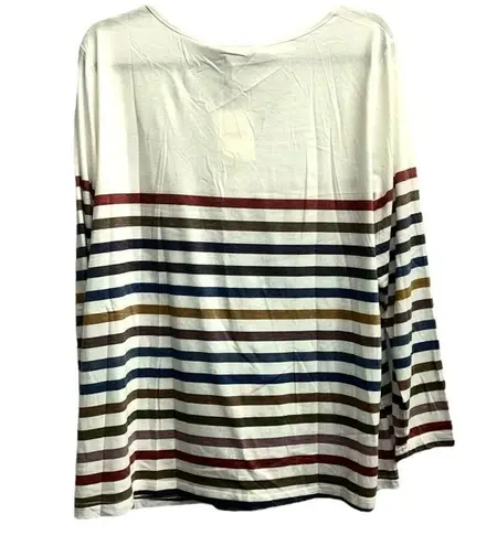 Bloomchic White With Multicolor Stripes Faux Button Accents Size 14/16