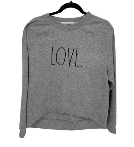 Rae Dunn Sweatshirt Womens Large Gray "LOVE." Polyester Fleece Lined