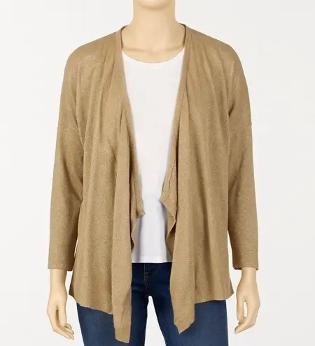 Kasper Cardigan Sweater Womens Large Open Front Metallic Gold Deco Decadence