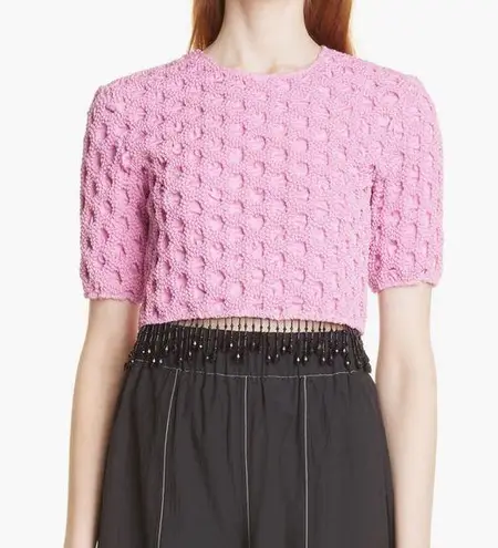 Ganni Pink Crop Top with Fringe
