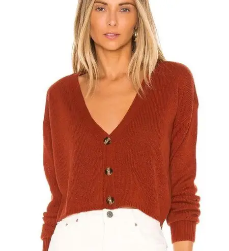 Lovers + Friends  adella Cardigan sweater cropped burnt orange rust sz S revolve