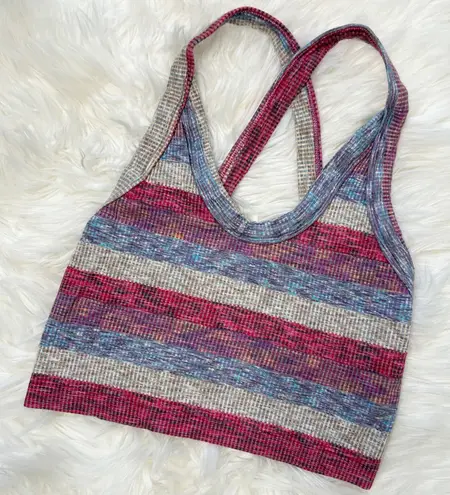 FREE PEOPLE FP MOVEMENT Striped Crop Top Womens Medium Large Activewear Athletic