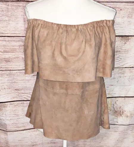 AS by DF Cape Horn Off the Shoulder Suede Top Size