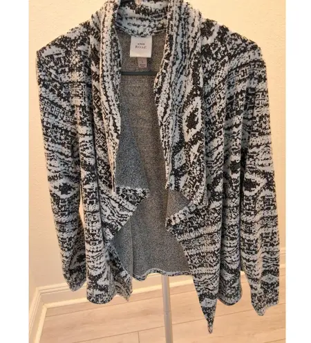 Knox Rose Black White Textured Open-Front Cardigan Sweater Size Large - Image 1