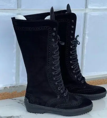 Tod's Gomminos combat moto style mid calf boots 6.5 Black