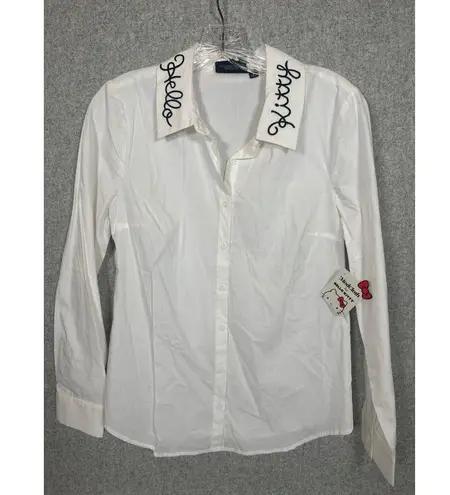Modcloth  Hello Kitty Small Button-Up Top Embroidered White Womens Long Sleeve thumbnail 2