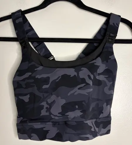 Sweat & Milk Camouflage Nursing Sports Bra Clip Front Workout Gray Size M