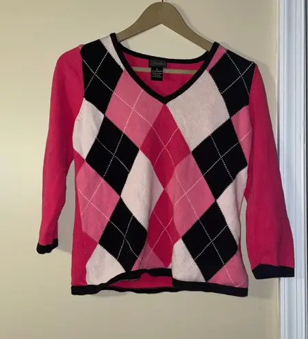 Rafaella Pink Argyle Sweater