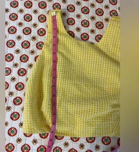 NWT Renuar Yellow & White Picnic Cropped Tank Open Back
