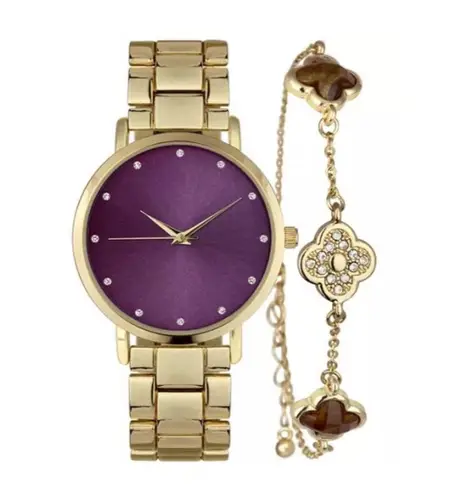 INC Gold-Tone Bracelet Watch 38mm & Bracelet Set, New in Box