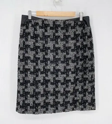 Classiques Entier Classiques Enteir Tweed Pencil Skirt Leather Trim Black and White Women's 10