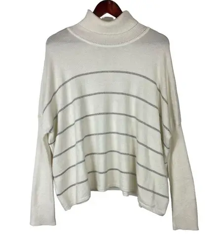 Cupcakes and Cashmere NEW  Womens Sydney Stripe Turtleneck Sweater White Size Large