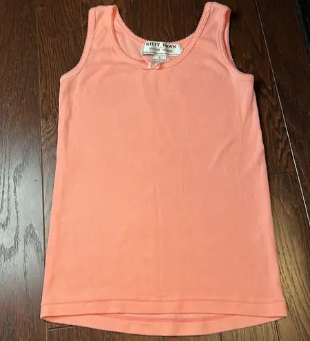 Vintage Kitty Hawk by Vivian Wang Coral Tank Top Size Small Orange