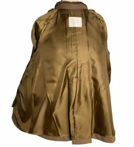 Secret Garden Korean Silk Wool Swing Coat M Brown Lined Faux Fur Snaps Pockets Size M