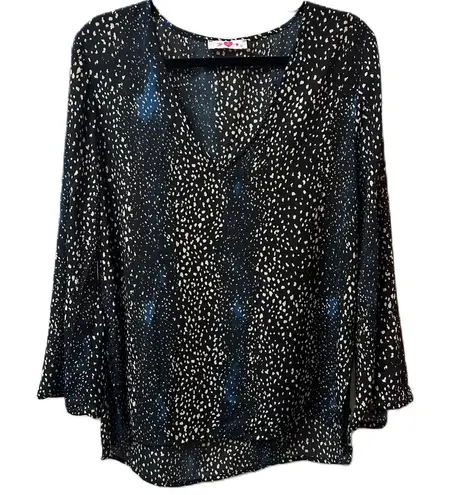 Buddy Love Dot Pattern Blouse Size Large Black