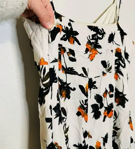 Derek Lam Floral Camisole Button Front V-Neck Slit Front Stretch Crepe Dress 10