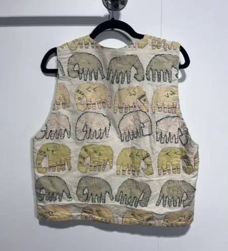 Vintage Embroidered Elephant Vest Medium