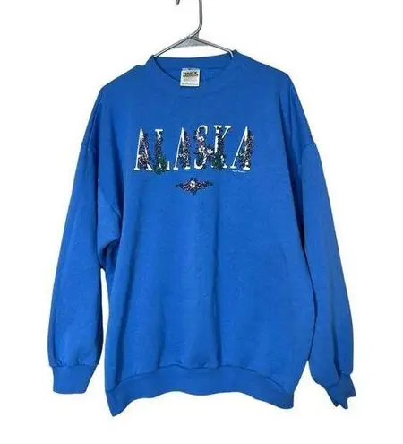 Tultex Vintage 90s Alaska  Crewneck blue Sweatshirt Size XL