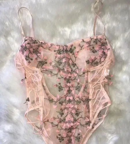 Soft Pink Sheer Garden Lingerie Sz L Size L