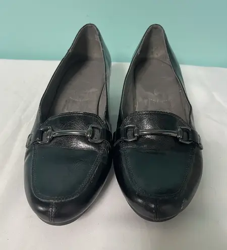 Aerosoles A2 Size 9 Black Leather Womens Shoes Slip on S-438