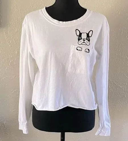 Messy Bun Just Chillin 🐾Boston Terrier in Pocket Cropped T-shirt🐾 ~med