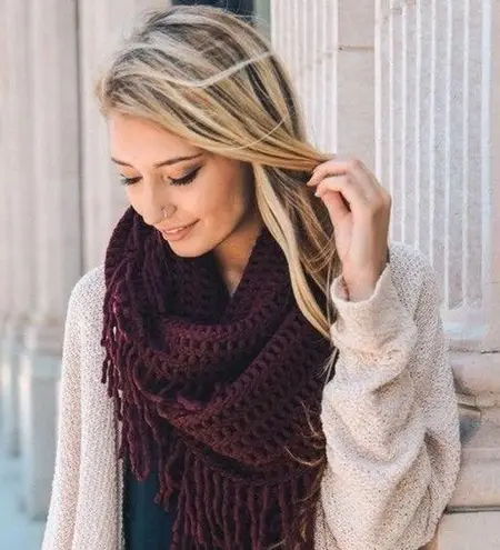 infinity  fringe scarf- fall or winter