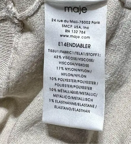 Maje Tiered Ruffle Sparkle Natural Metallic Crochet Mini Skirt, Size 3