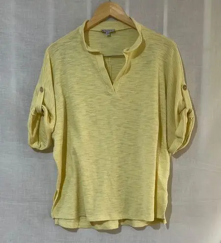 White Birch Yellow Roll Tab Sleeve Knit Top – Women’s Size M