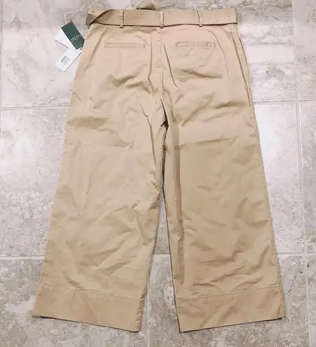 Ralph Lauren LRL BELTED TWILL WIDE-LEG PAPERBAG PANTS 14 KHAKI