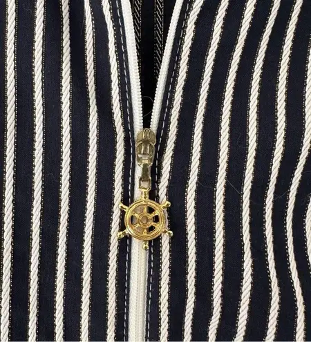 Joseph Ribkoff Vintage Ladies Full Zip Striped Jacket Size 8 Nautical