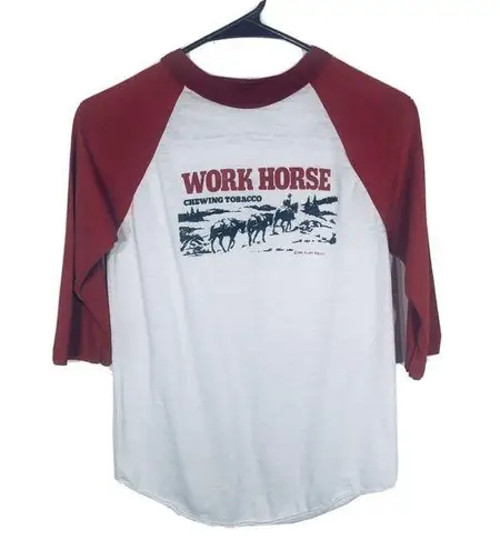 Vintage 1980 Work Horse Tobacco Red Raglan Shirt Small/Medium