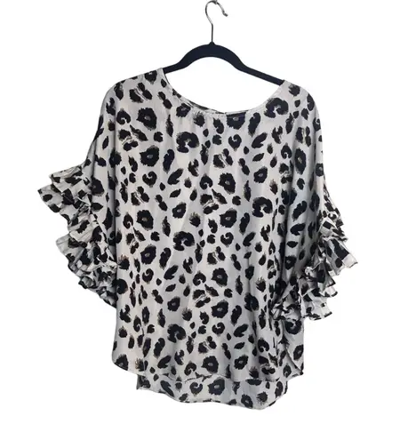 JODIFL Animal Print Top Women Size Small S Ruffle Sleeve Professional Career