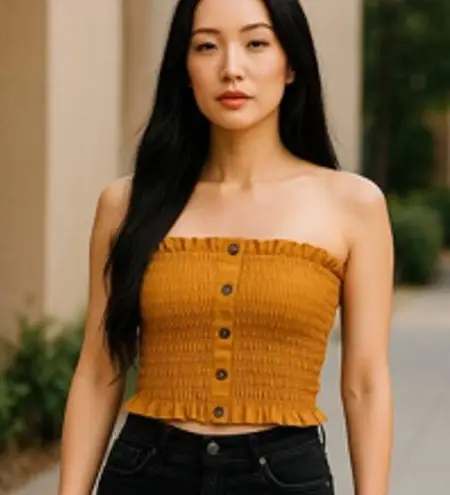 Brave Soul LONDON Ladies Mustard Gold TANK TOP ~ 4 Button Front ~ Women's Size S