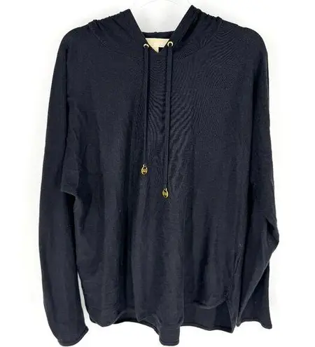 Michael Kors Lightweight Pullover Hoodie Black with Gold Accents Size XL
