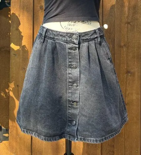 ZARA  Basic Dept Z1975 Denim Pleated Mini Skirt in Black Size M Y2K EUC