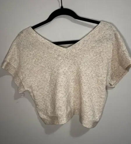 Crescent  Emma Knit Cropped Top Wool Cashmere Soft in Oatmeal sz. S