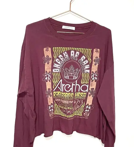 Daydreamer ARETHA FRANKLIN QUEEN OF SOUL LONG SLEEVE CROP MAROON Size LARGE